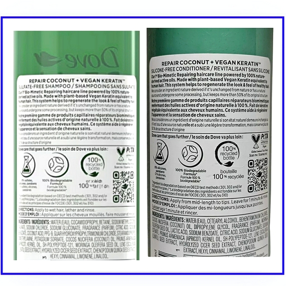 🔥2 SETS OF DOVE RE+AL SHAMPOO & CONDITIONER "REPAIR" - Picture 2 of 6